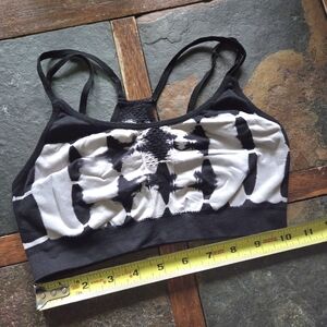 Black and White Tie-Dye Sports Bra